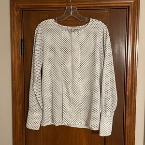 Loft Dotted French Cuff Blouse in Whisper White, Size XS